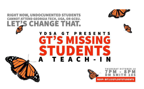 Butterflies advertising a teach-in about undocumented students