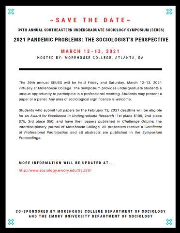 Save the Date for the 39th Annual Southeastern Undergraduate Sociology Symposium