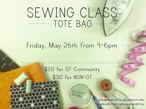 Paper and Clay Sewing Class on 5/26.
