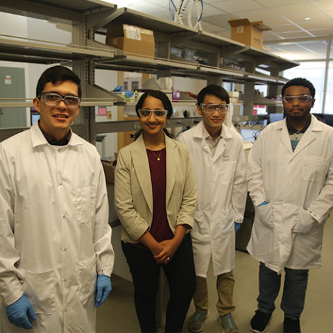 Ph.D. Student Erik Barbosa, Assistant Professor Akanksha Menon, Master’s student John Huang, and Ph.D. student Walter Parker