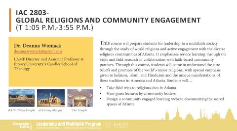 Course flyer for Global Religions class being offered in spring 2017 in the Ivan Allen College of Liberal Arts.