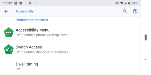 Accessibility screen menu