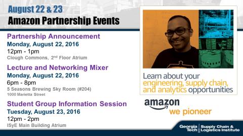 Georgia Tech / Amazon Partnership Events Aug 22 & 23, 2016