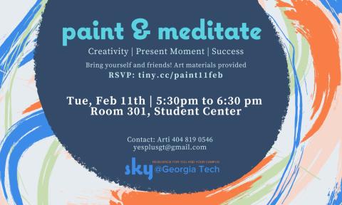 Flyer for SKY's Paint and Meditate event on Feb. 11, 2020.
