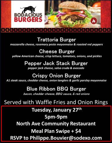 Bodacious Burgers at North Avenue Community Restaurant