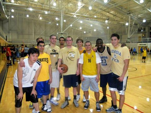 Burrell after winning the grad school intramural basketball championship.