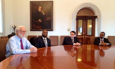 Dr. Wayne Clough and SNSP student in The Regents Room at the Smithsonian Castle
