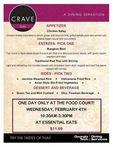 Crave Thai Dining Sensation Elite Event for Lunch at the Food Court