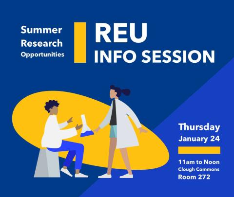 Graphic of researchers with information on a research opportunity information session