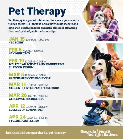 Flyer for spring 2019 pet therapy
