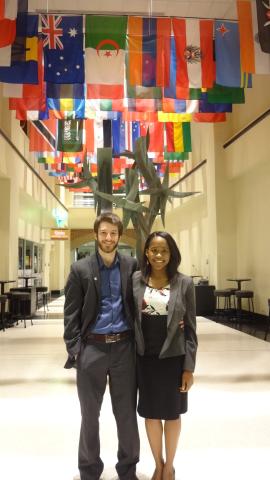 Pictured here are team members Breona Jenkins and Beau Shinkle. Not pictured are: Robert Angelucci, Mary Lynn Buchanan, Teckmon Siaw, and Nolan Thomson. The team was by ISyE faculty advisor, Dima Nazzal.