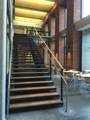 Recycled Wood Used for Engineered Biosystems Building Staircase
