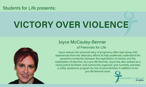 Flyer for Students for Life's event Victory over Violence on Feb. 10, 2020.