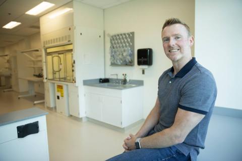 Davis Frakes in an empty lab