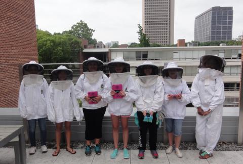 GE Girls @ GT learn about bees with Dr. Jennifer Leavey from the School of Biology