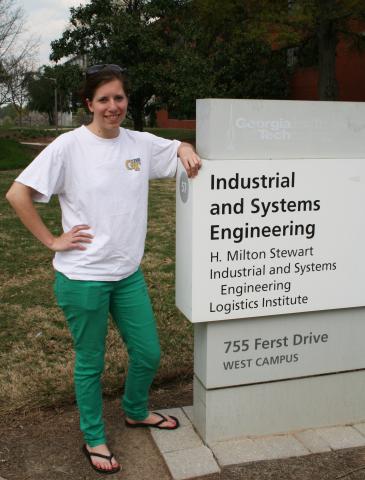 Ginny MacGowan standing outside of the ISyE building.