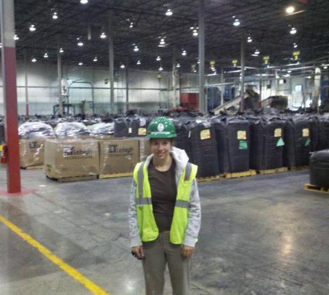 Ginny in her hard hat at Lehigh Technologies