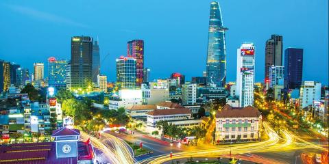 A time-lapse photo of Ho Chi Minh City in Vietnam