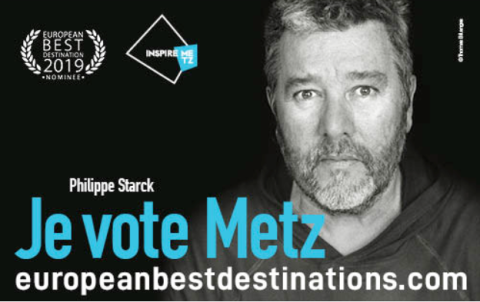 French designer Phillipe Starck advertising Je Vote Metz 