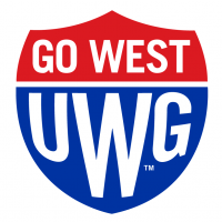Logo for the University of West Georgia reading "Go West UWG"