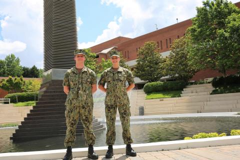 cadets outside the campanile