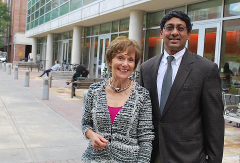 Marilyn Marks with Ravi Bellamkonda, chair of the biomedical engineering department