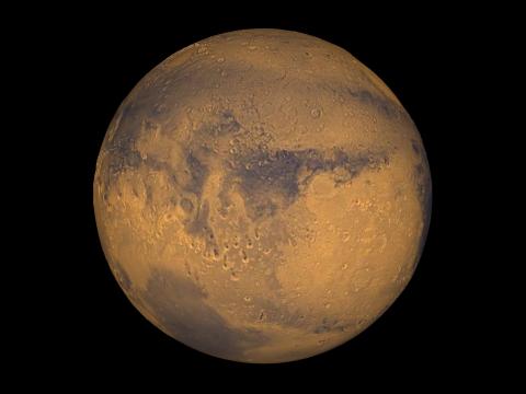 Mars true-color globe showing Terra Meridiani