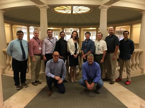 Top row, left to right: David Frost (Georgia Tech), Tom McDonald (City of Savannah), Nick Deffley (City of Savannah), Clinton Edminster (The Creative Coast) Kim Cobb (Georgia Tech), Kirk McElveen (CEMA), Bill Nicholson (CEMA), Randall Mathews (CEMA), Lalith Polepeddi (Georgia Tech). Bottom row, left to right: Emanuele Di Lorenzo (Georgia Tech), Russell Clark (Georgia Tech).