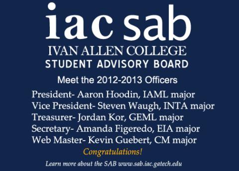 2012-2013 IAC Student Advisory Board Officers