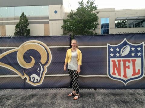 Lally at her new job with the St. Louis Rams