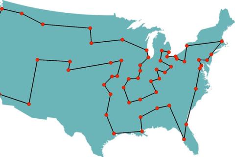 Bill Cook's suggested routes for the traveling salesman
