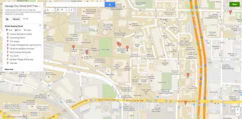 Map: Stress-Busting Zone on Campus