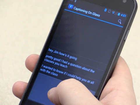 Captioning on Glass phone display