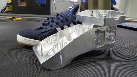 Shoe and metal foot