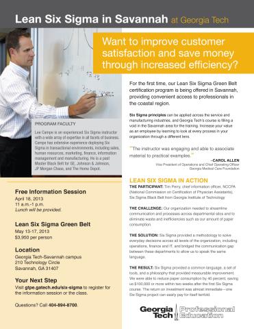http://gtpe.gatech.edu/lean-six-sigma-sav