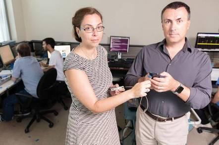 Georgia Tech's Milos Prvulovic and Alenka Zajic with their smartphone probe.