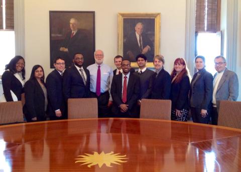 Secretary of the Smithsonian with the students & directors of the Sam Nunn Security Program (SNSP)