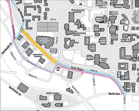 Tech Parkway Construction Map