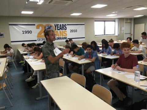 Students attending an on-campus drawing class.