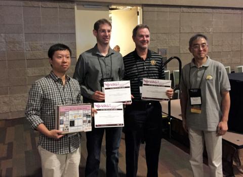 Co-authors Zicheng Liu, Carsten Görg, and John Stasko show off their Test of Time honors.