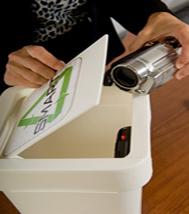 Smart Trash concept receptacle with scanner.