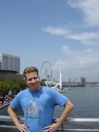 Keene with the Singapore Flyer and Marina Bay