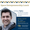 Event flyer showing the event title, date, time, and location along with a headshot of the speaker.