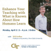 Event flyer showing the event title, date, time, and location along with a headshot of the speaker.