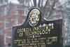 Pictured is a Georgia Institute of Technology sign dusted with snow.