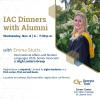 Event flyer showing the event title, date, time, and location along with a headshot of the speaker.