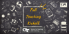 The words Fall Teaching Kickoff are centered over a blackboard background with white chalk drawings of symbols that represent teaching. The Center for Teaching and Learning logo is centered on the bottom of the image. 