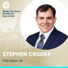 A headshot of Stephen Crooke with the 40 under 40 logo