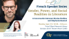 Event flyer featuring the event title, location, date, time, and headshot of the speaker.