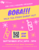 A flyer for the boba night hosted by the Honors Program and Eighth Street Apartments. The flyer is bright pink with illustrations of fun drinks with straws.